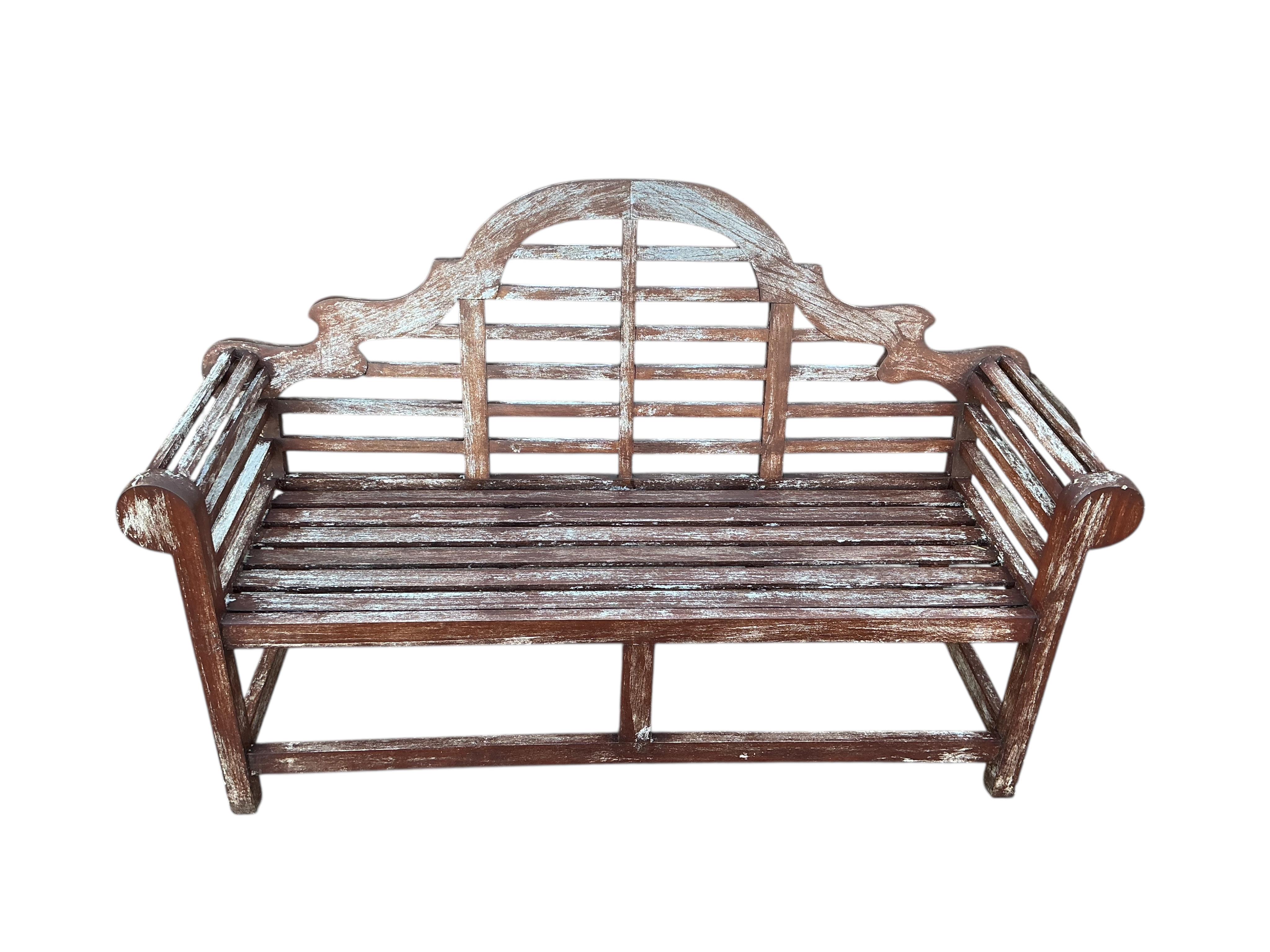 A pair of Lutyens style stained teak garden benches, width 166cm, depth 58cm, height 103cm